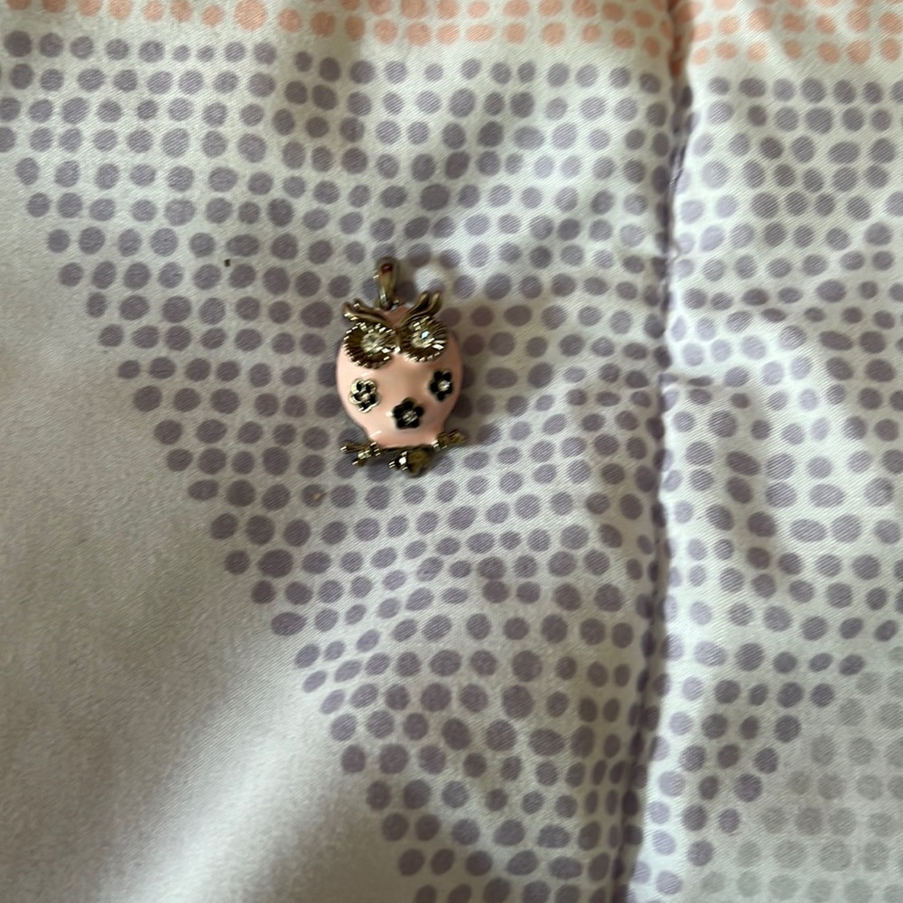 Pink owl charm for necklace